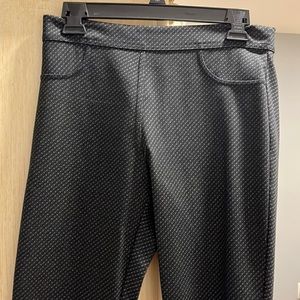Dark gray work or casual pants.